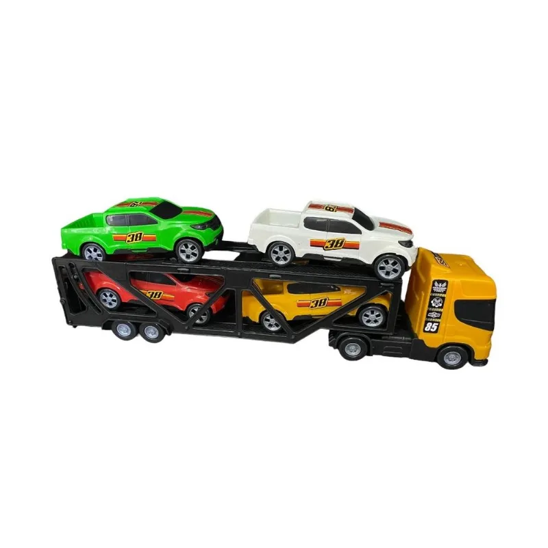 Mini Cegonheiro com 4 Carros - Amarelo - 485 BSTOYS