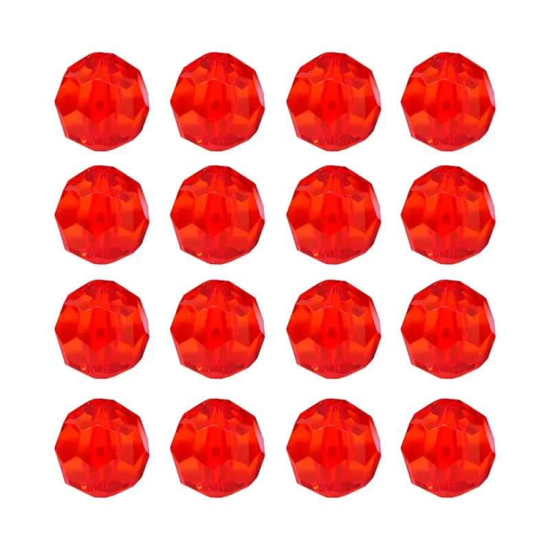 Bola Sextavada Passante 16MM em Acrilico com 500GR 012 - Vermelho 12