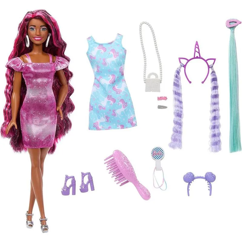 Boneca Barbie - Totally Hair - Cores de Neon - Vestido Roxo MATTEL