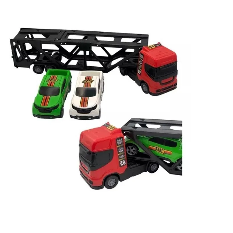 Caminhao - Mini Cegonheiro com 2 carrinhos - Vermelho BSTOYS