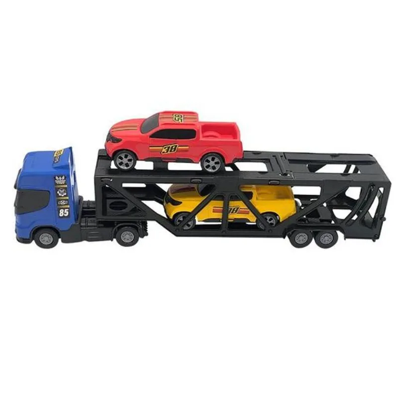Caminhao - Mini Cegonheiro com 2 carrinhos - Azul BSTOYS