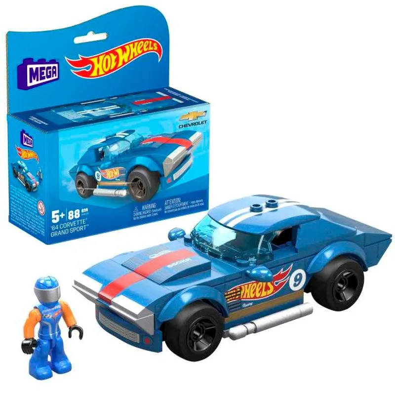 Bloco de Montar - MEGA - Hot Wheels - 64 Corvette Grand Sport MATTEL Bloco de Montar - MEGA - Hot Wheels - '64 Corvette Grand Sport MATTEL