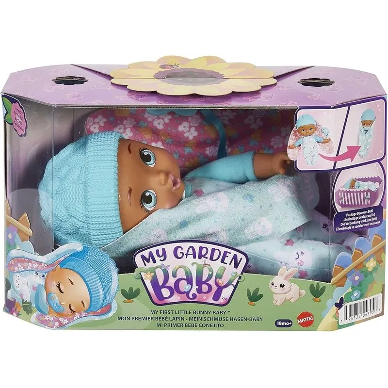 Boneca My Garden Baby - Minha Primeira Bebe Coelho - Cabelo azul com touca MATTEL