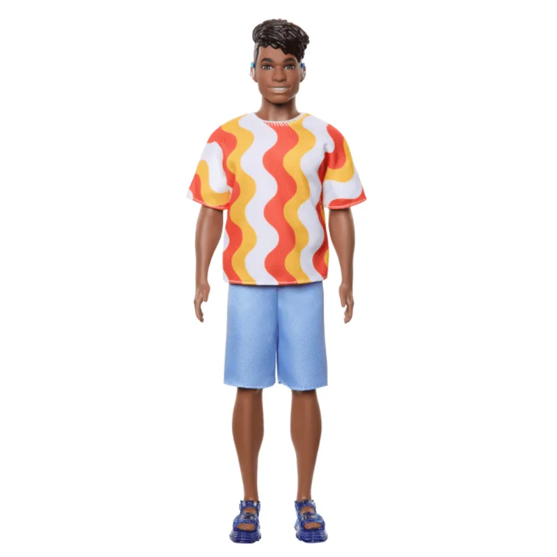 Boneco - Barbie Fashionista - Ken Camiseta com Ondas e Shorts Azul MATTEL