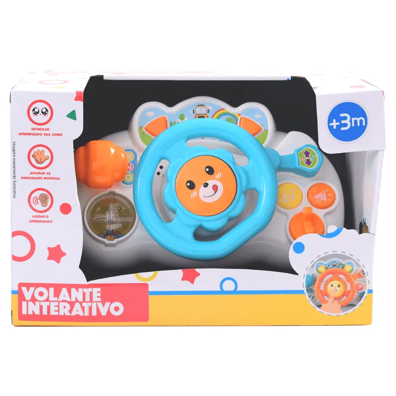 Volante Interativo - Musical - Som e Luzes - Azul HONGYAO