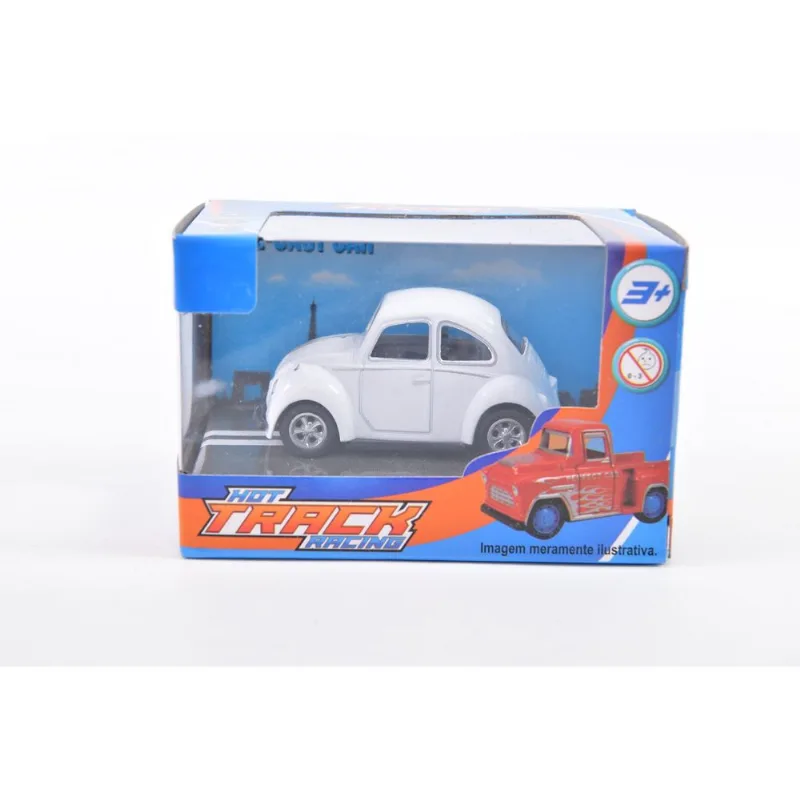 Mini Carrinho de Metal - Hot Track Racing - Fusca Branco HONGYAO