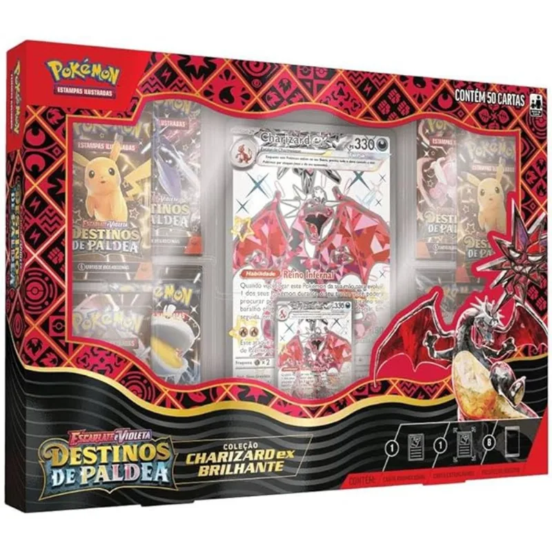 Cartas - Box Pokemon - Destinos De Paldea - Charizard Ex Brilhante COPAG DA AMAZONIA