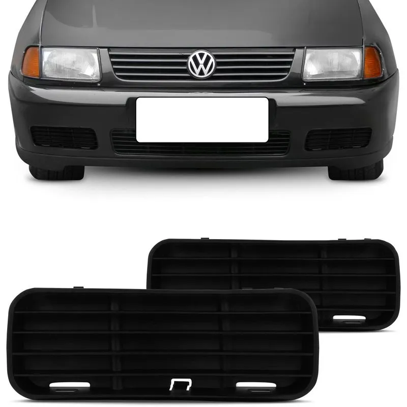 Grade Farol de Milha Parachoque Polo 1997 1998 1999 2000 2001 2002 Preto - Lado Direito Passageiro