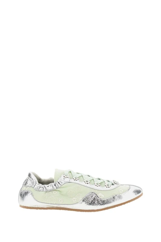 Cecilie Bahnsen Silver Mint Cbblaise Leather Nylon Sneakers EU 37