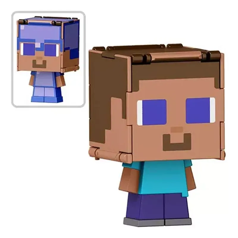 Boneco Flippin Figs - Minecraft Steve na Armadura e Steve MATTEL