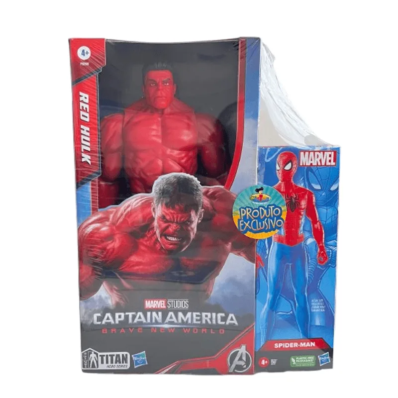 Boneco Marvel - Hulk Vermelho e Homem Aranha SUPPORT