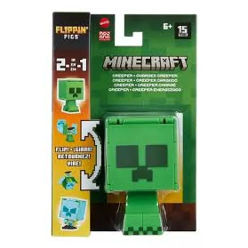Boneco Flippin Figs - Minecraft Creeper e Creeper Energizado MATTEL