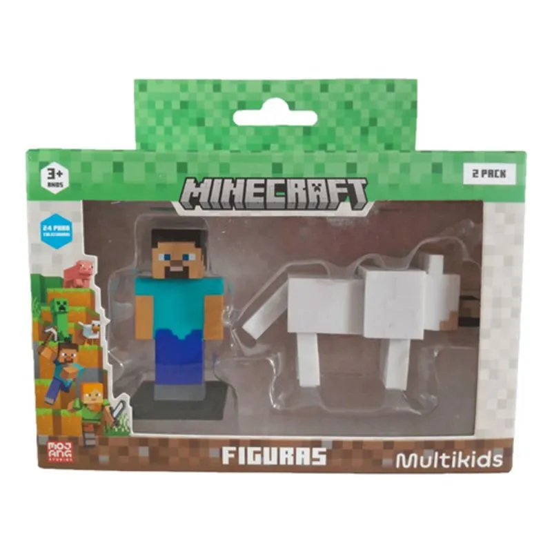 Boneco - Minecraft Steve e Lobo MULTIKIDS