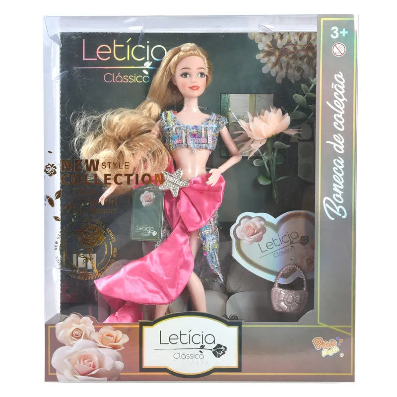Boneca Leticia Classica - Boneca de Colecao - Laco Rosa HONGYAO