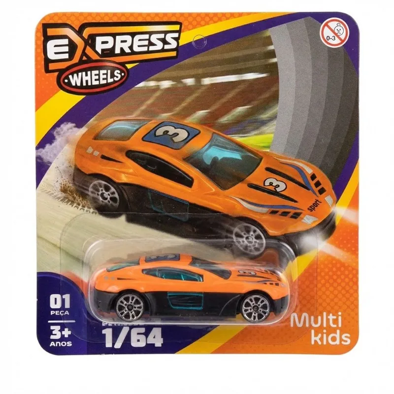 Carro em Miniatura Metal Die Cast Express Wheels Laranja MULTIKIDS