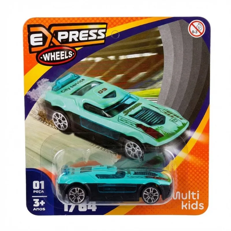 Carro em Miniatura Metal Die Cast Express Wheels Verde Agua MULTIKIDS