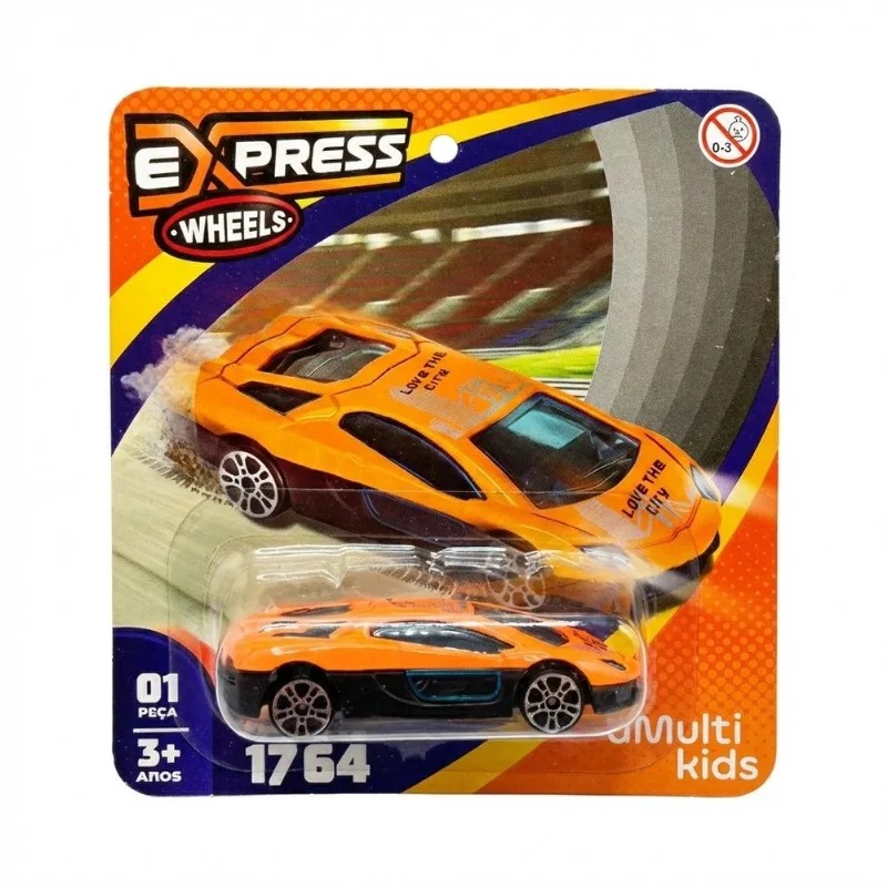Carro em Miniatura Metal Die Cast Express Wheels Laranja Fluorecente MULTIKIDS