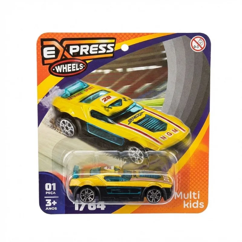 Carro em Miniatura Metal Die Cast Express Wheels Amarelo Estampado MULTIKIDS