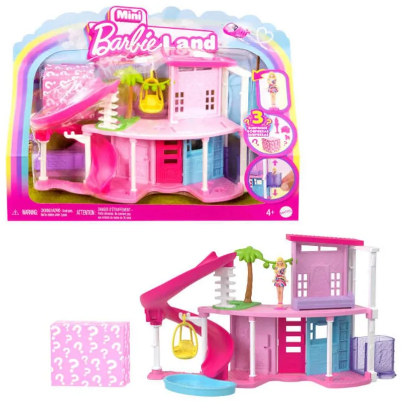 Casa de Boneca Mini BarbieLand Mattel com 3 Surpresas e 2 Acessorios Miniatura Barbie Rosa Pink MATTEL