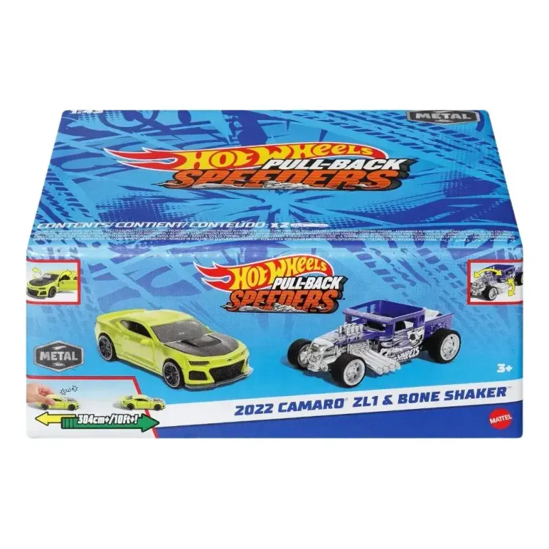 Hot Wheels Pullback Speeders - Conjunto de 2 Carrinhos de Friccao Surpresa - Verde e Azul MATTEL
