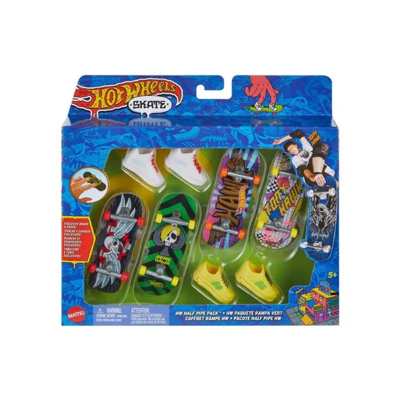 Skate De Dedo - Hot Wheels Com Tenis - Pacote Half Pipe HW MATTEL