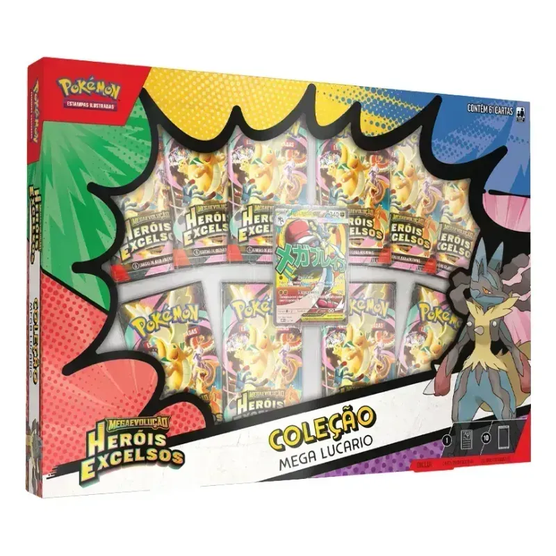 Jogo de Cartas - Pokemon Herois Excelsos - Mega Lucario - COPAG DA AMAZONIA