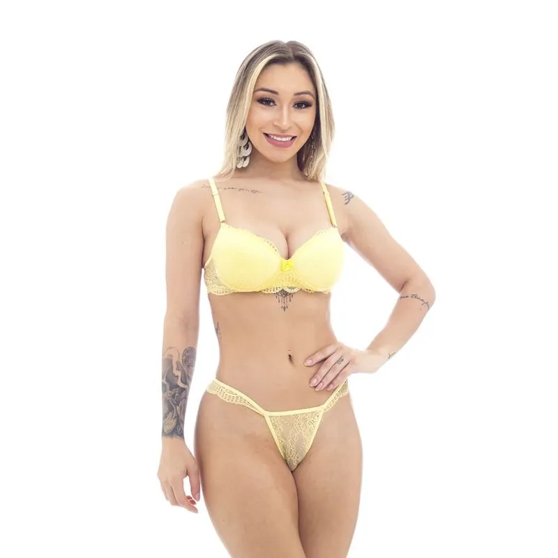 Conjunto Fio Rendado com Lacinho Jô Lingerie