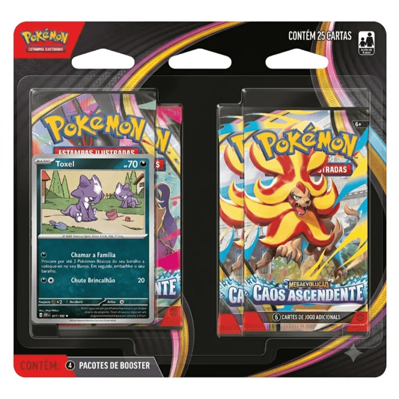 Jogo de Cartas - Pokemon - Blister Quadruplo Caos Ascendente Toxel - Pyroar - COPAG DA AMAZONIA