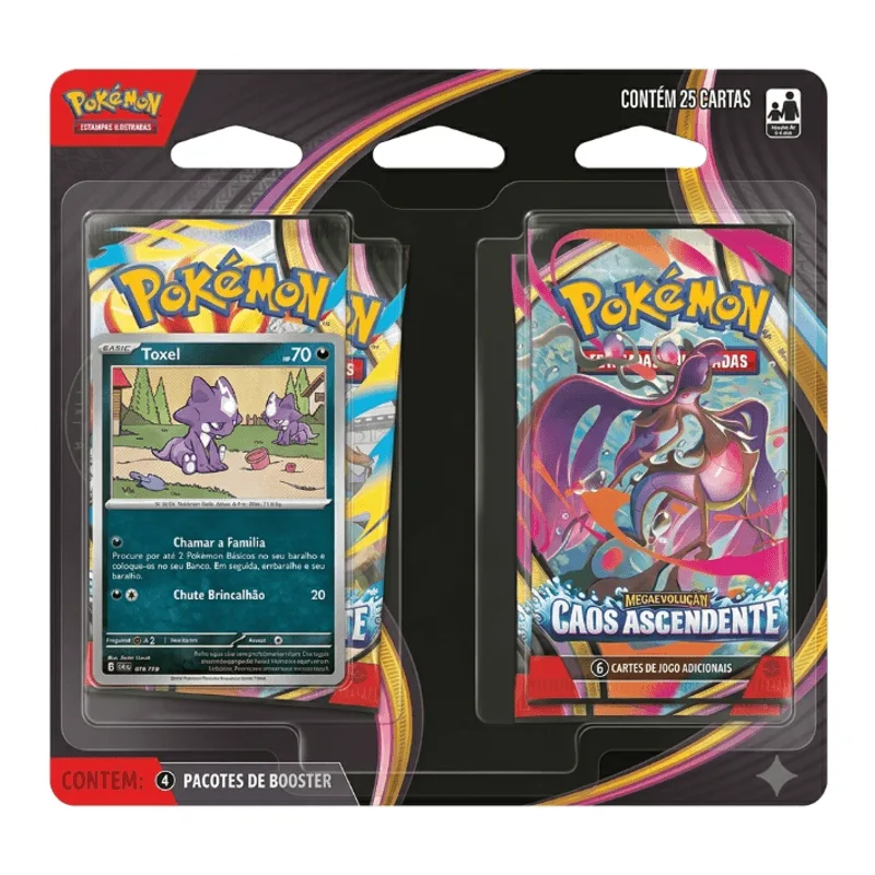 Jogo de Cartas - Pokemon - Blister Quadruplo Caos Ascendente Toxel - Mega Dragalge - COPAG DA AMAZONIA