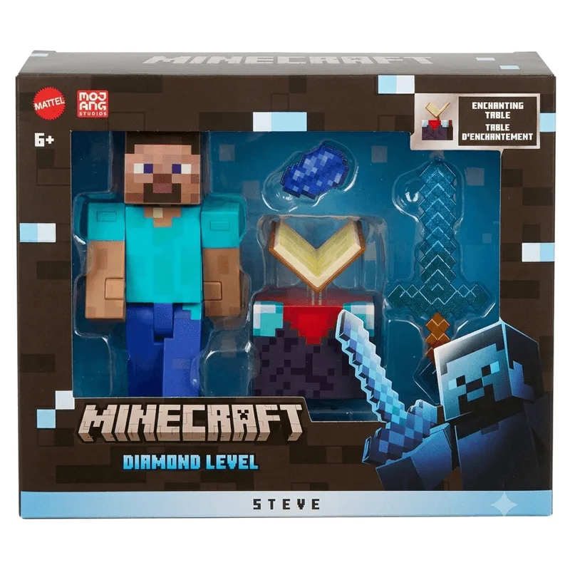 Boneco - Minecraft - Diamond Level - Steve Com Mesa Encantamento - MATTEL