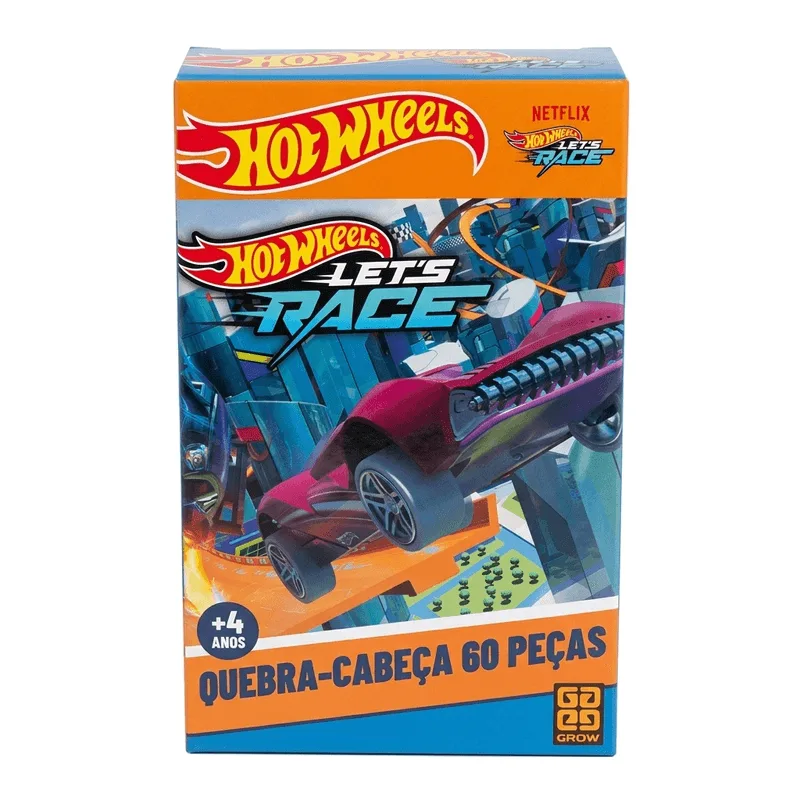 Quebra-Cabeca - HotWheels - Lets Race - 60 Pecas - GROW