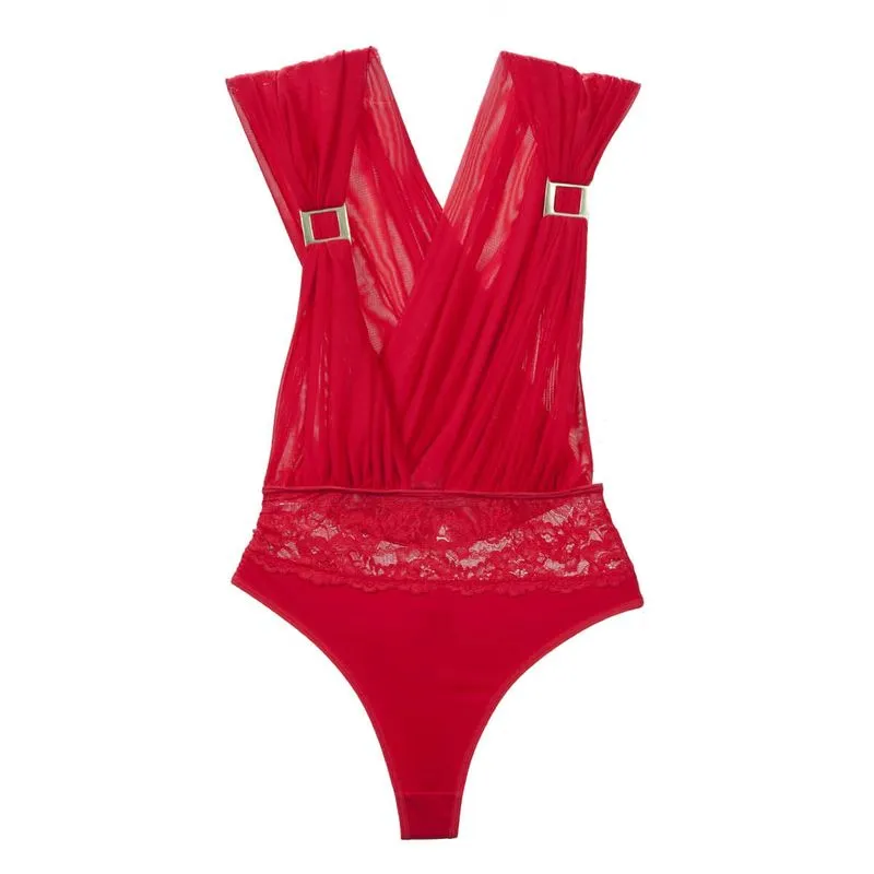 Body Sensual em Tule Vermelho Sapeka