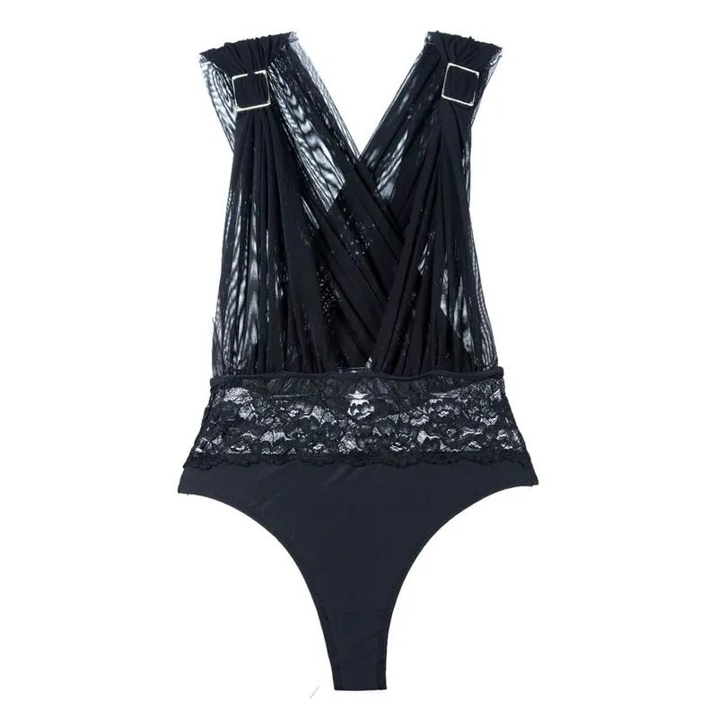 Body Sensual em Tule Preto Sapeka