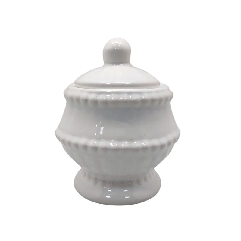 Acucareiro De Ceramica Bolinha Clean Branco 12x10.5x10.5cm