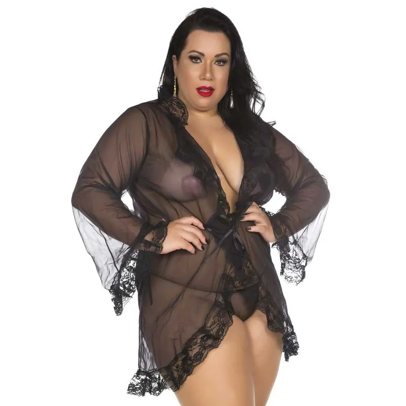 Robe Tentação Plus Size em Tule Pimenta Sexy