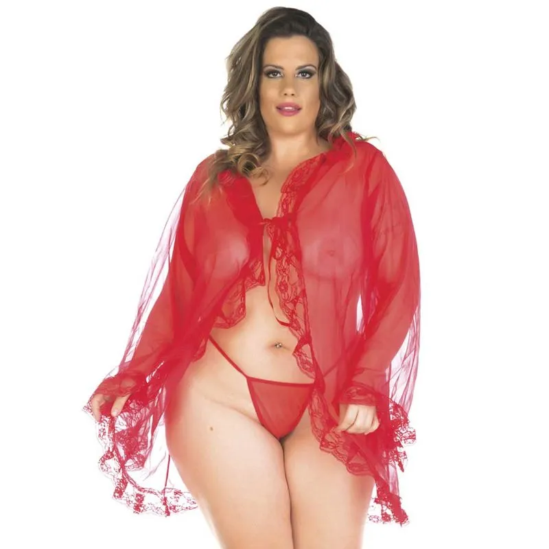 Robe Tentação Plus Size em Tule Pimenta Sexy