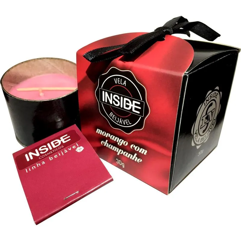 Linha Beijável Vela Hidratante Morango 30g Inside