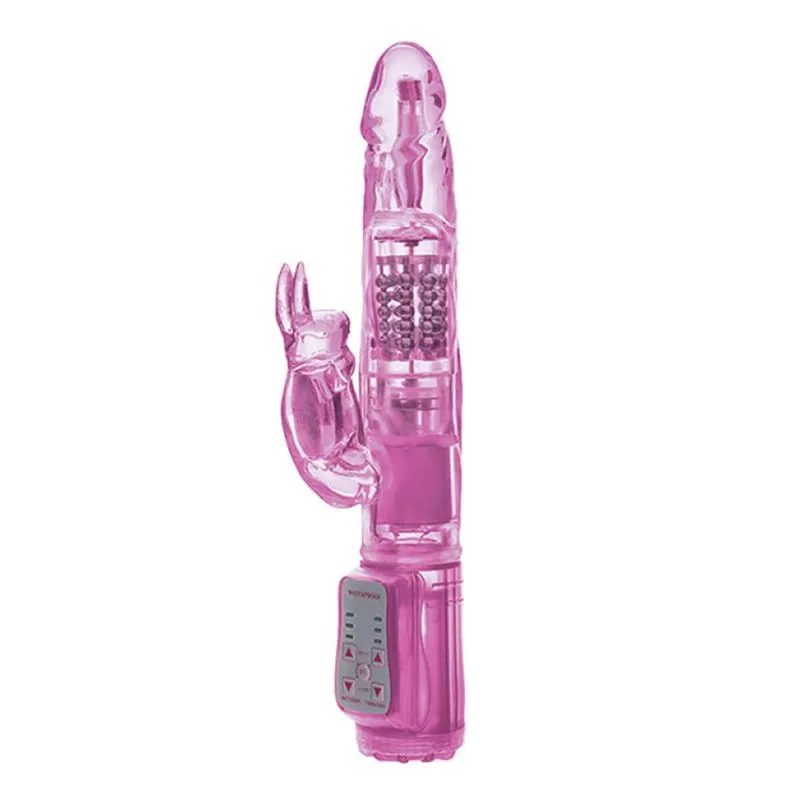 Vibrador Rotativo Multi Velocidades em Gel com Estimulador no Formato de Coelhinho