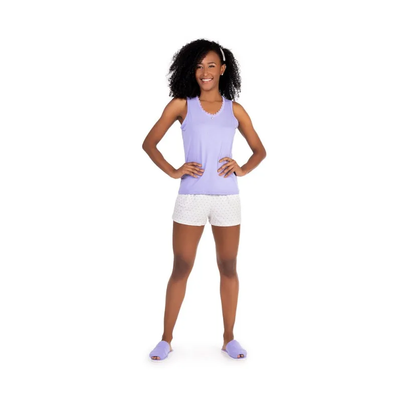 Pijama Cia do Corpo Regata Visco Summer BD4981 Lilás G
