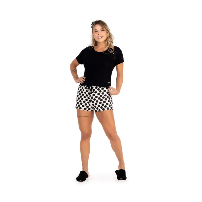 Pijama Cia do Corpo Manga Curta Visco Fashion BD4990 Preto GG