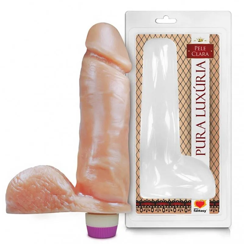 Prótese Realística com Vibro e Escroto Pura Luxúria Pele 20 x 4,5 cm Sexy Fantasy