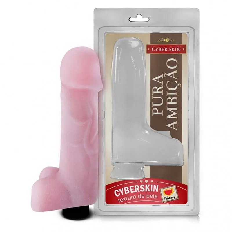 Pênis Textura de Pele Cyber Skin com Vibro e Escroto 18x5 Sexy Fantasy