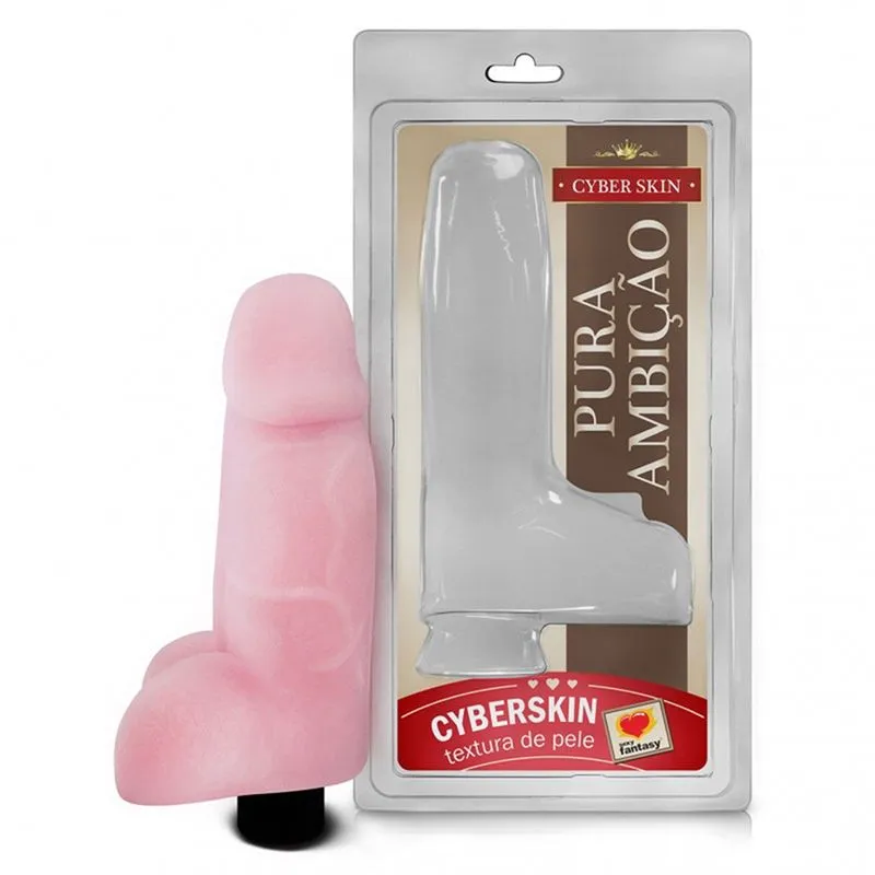 Pênis Textura de Pele Cyber Skin com Vibro e Escroto 14x5 Sexy Fantasy