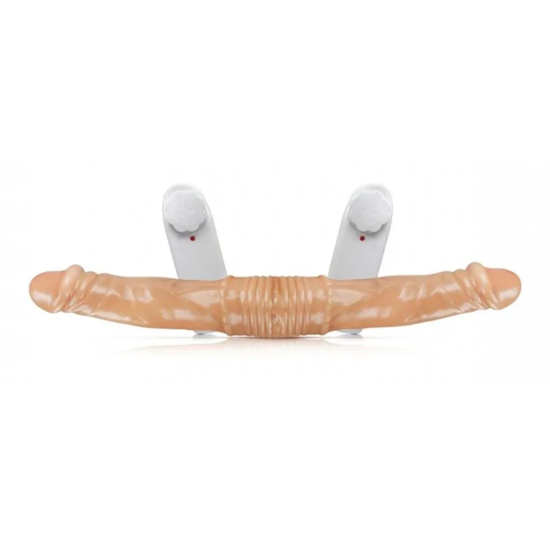 Prótese Duplo com Vibro Realístico Maciço Pura Luxúria Pele 41,5x5,5 cm Sexy Fantasy