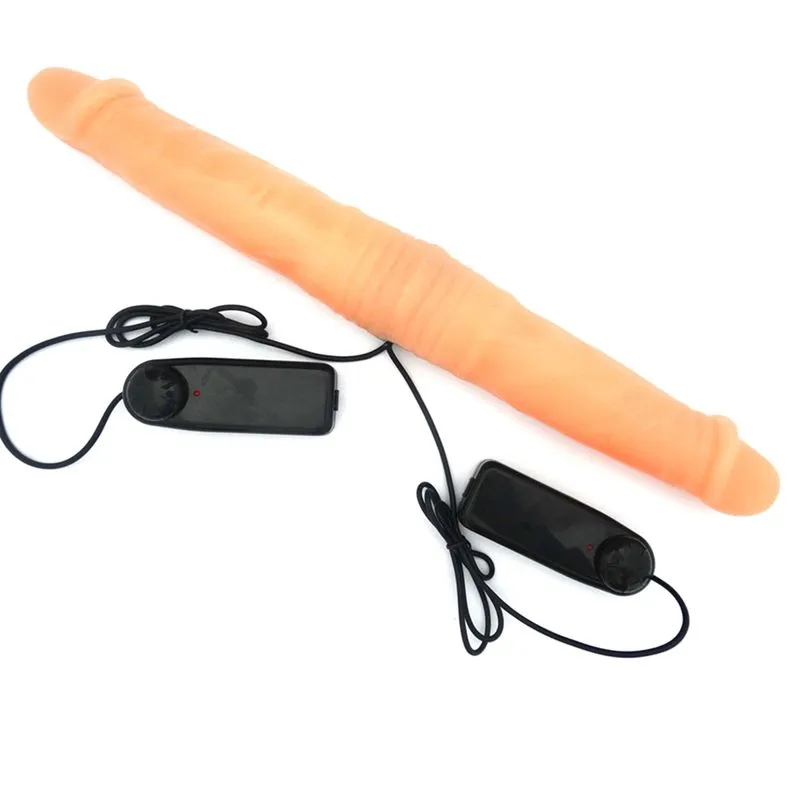 Prótese Duplo com Vibro Realístico Maciço Pura Luxúria Salmão 41,5x5,5 cm Sexy Fantasy