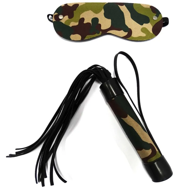 Venda Tapa Olho com Chicote de 20 cm Exército Dominatrixxx