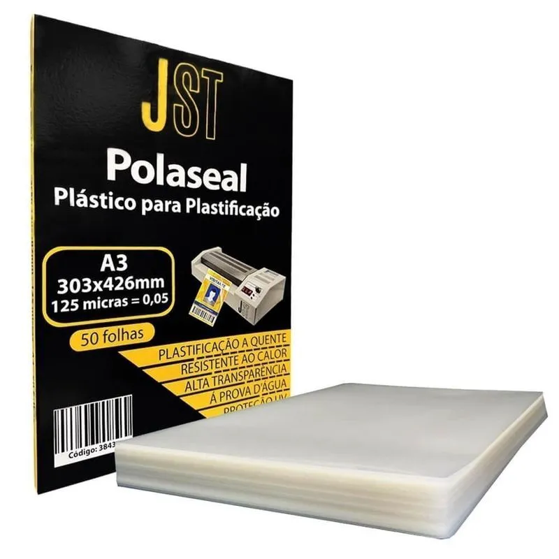 Plástico para Plastificação - A3 303x426mm - 50 Folhas - jst