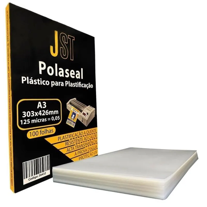 Plástico para Plastificação - A3 303x426 - 100 Folhas - jst