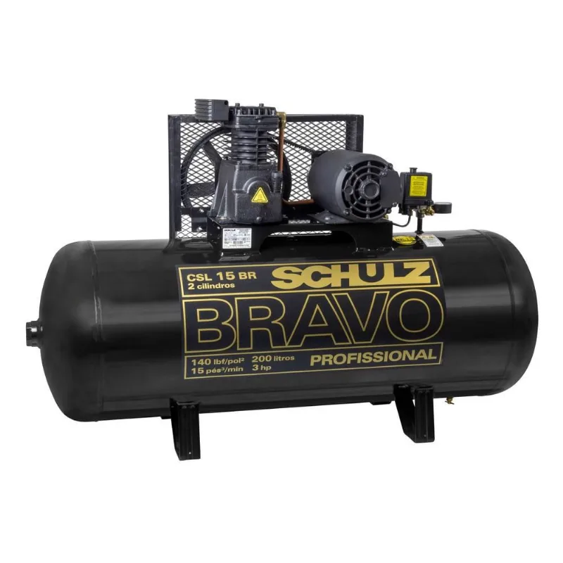 Compressor de Ar 15BR/200L-CSL Bravo 3CV - Monofásico - 220V - 921.7987-0 - schulz