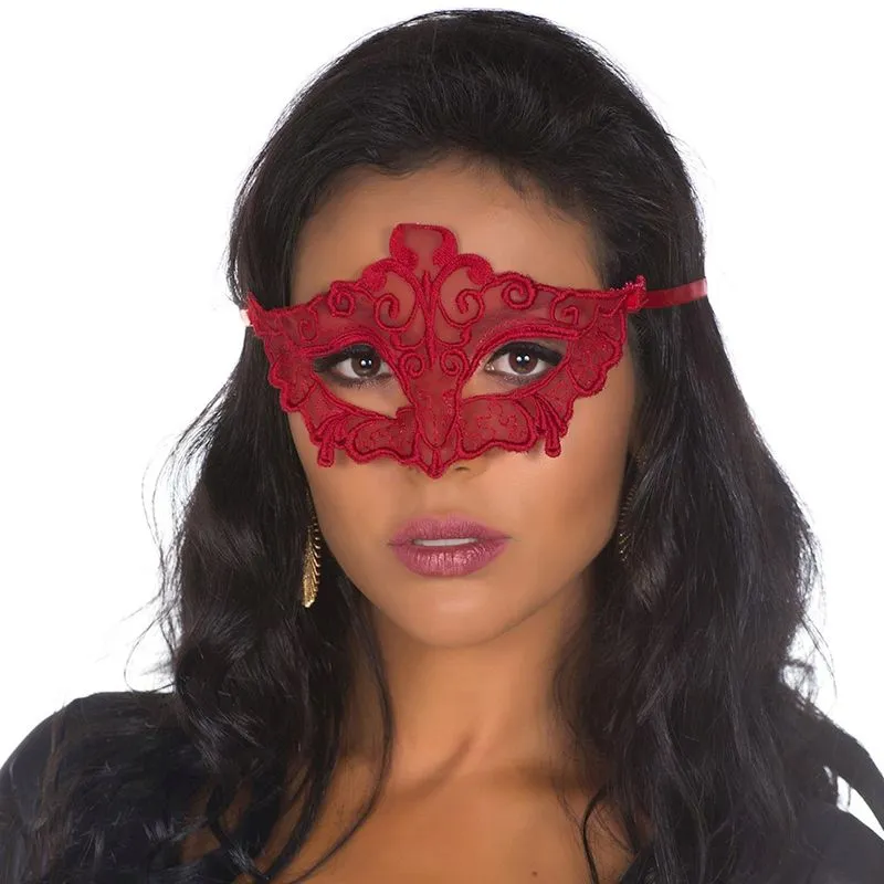 Máscara Sensual em Tule Bordado Pimenta Sexy